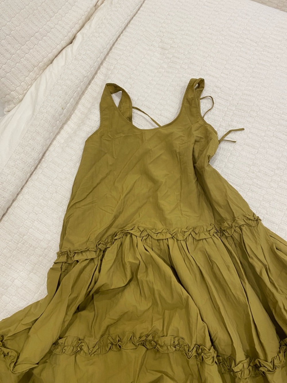 NWT Ghospell tiered ruffled maxi dress in olive - Picture 6 of 7